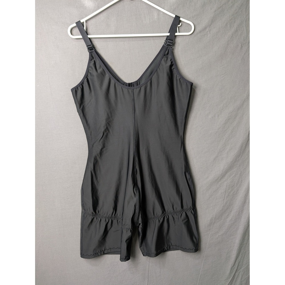 Full Body Shapewear Bodysuit Black 2XL Compression Faja Front Zipper Open Crotch